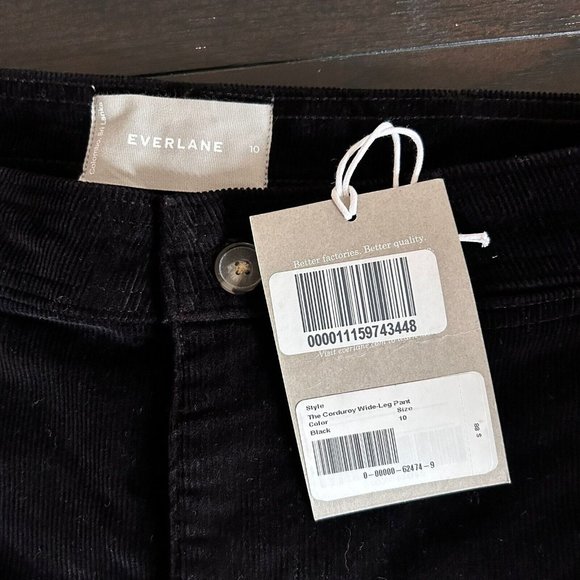 Everlane NWT Corduroy Wide Leg Straight Pant Black Size 10 - Picture 8 of 12